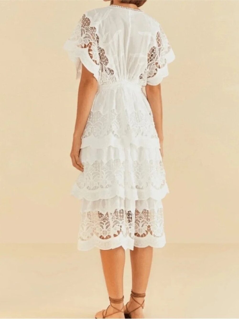 OFF WHITE RICHELIEU MIDI DRESS, Size L - Picture 7 of 9